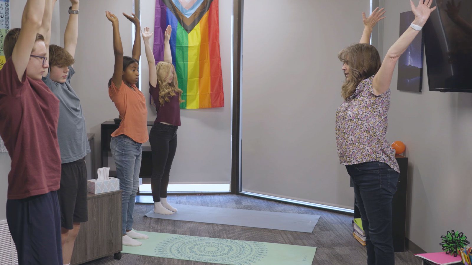 A group yoga session