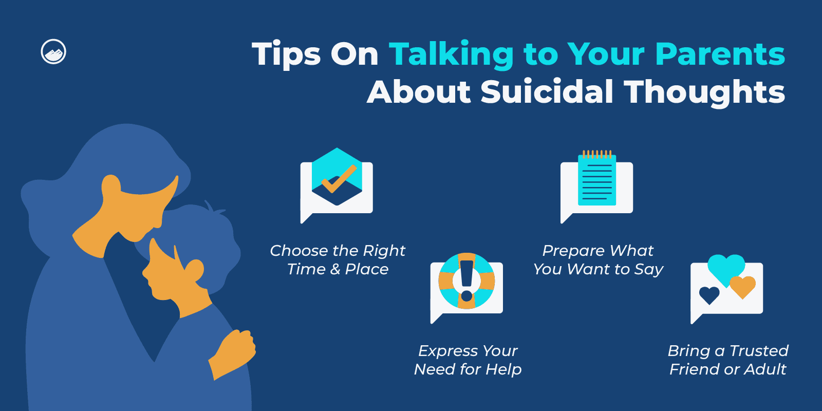 a woman talking on her phone with the text tips on talking to your parents about suicide thoughts