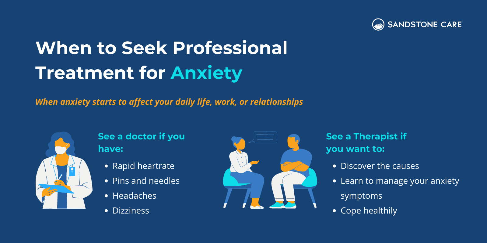 "When To Seek Professional Treatment For Anxiety" Illustrated with relevant graphics and information