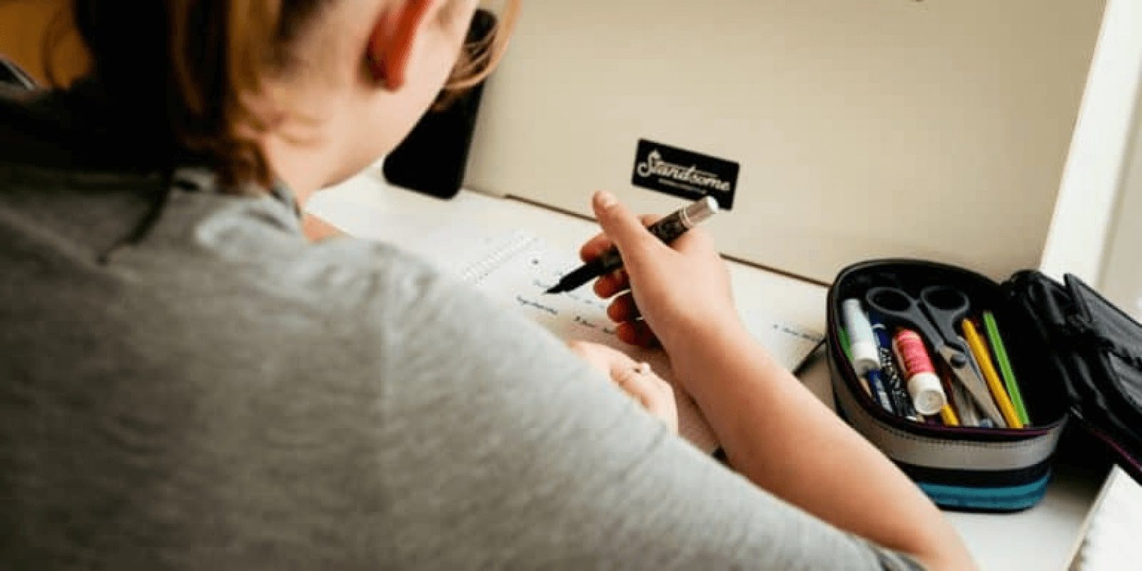 A teen doing homework