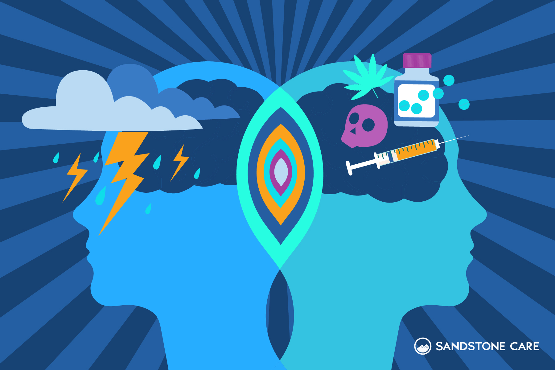 Two heads joined together to symbolize dual diagnosis treatment.