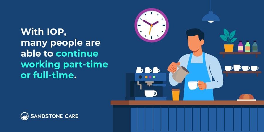 Person pouring coffee in a café, promoting work-life balance and recovery support.