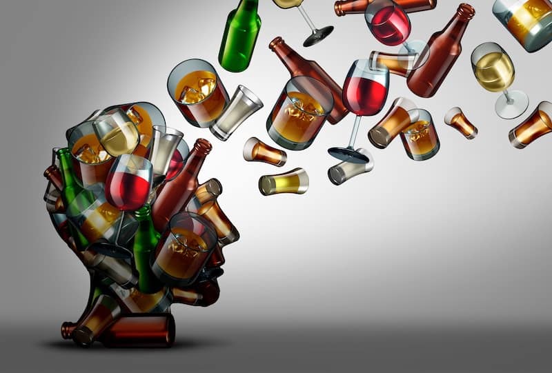 Alcohol education and awareness of the risk or dangers of drink consumption as a 3D illustration.