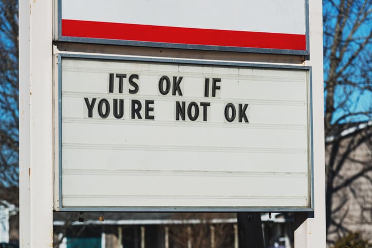 A sign of support in the aftermath of a mass shooting in April 2020.