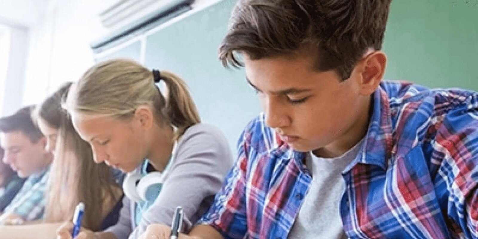 Teens studying in a classroom