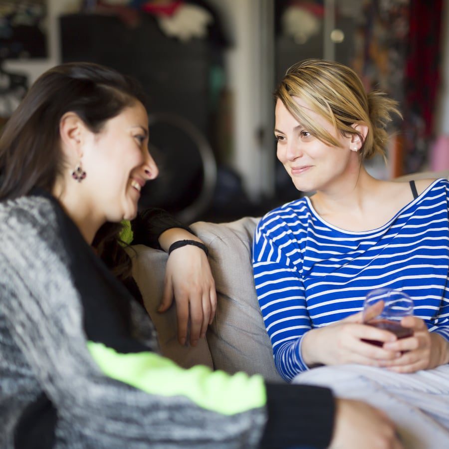 Young Adults Talking Couch