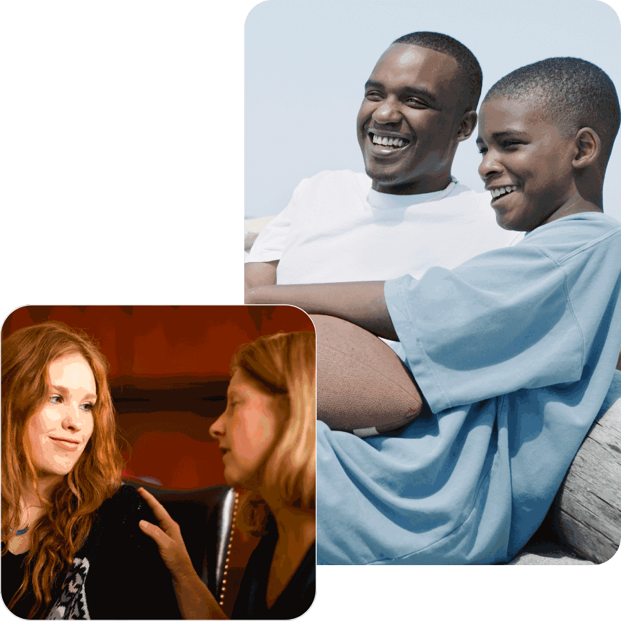 Collage image with a teen and their parents