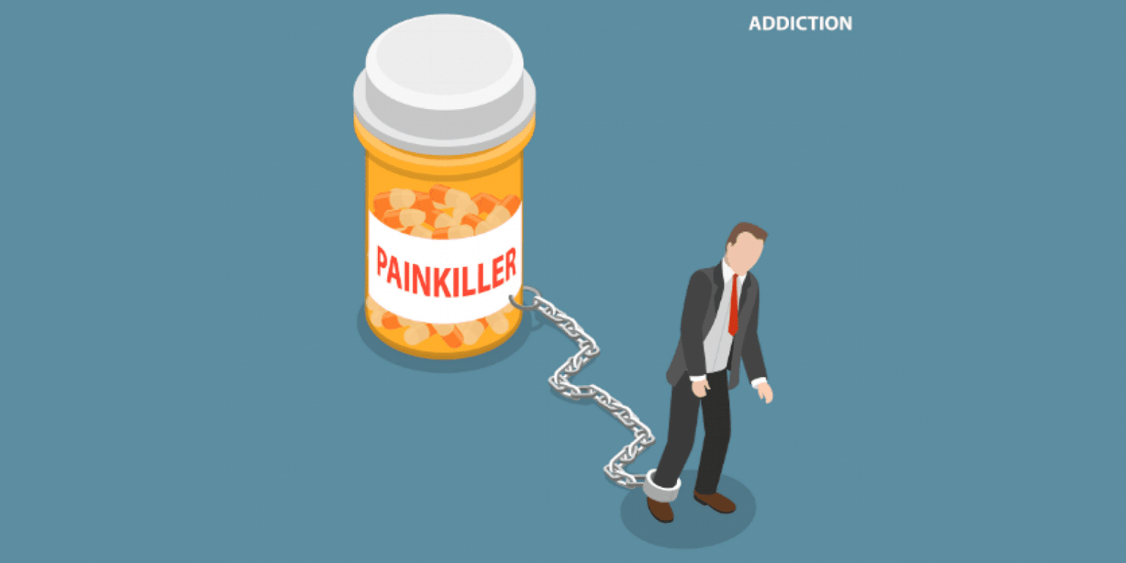 A person chained to painkiller graphic