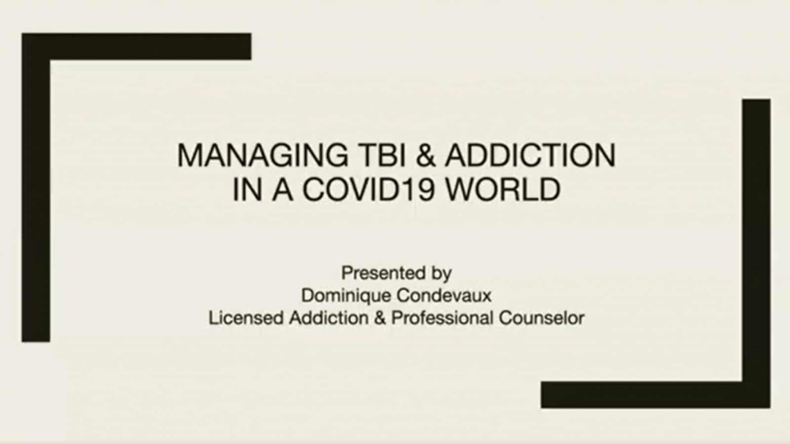 Managing TBI & Addiction presentation slide