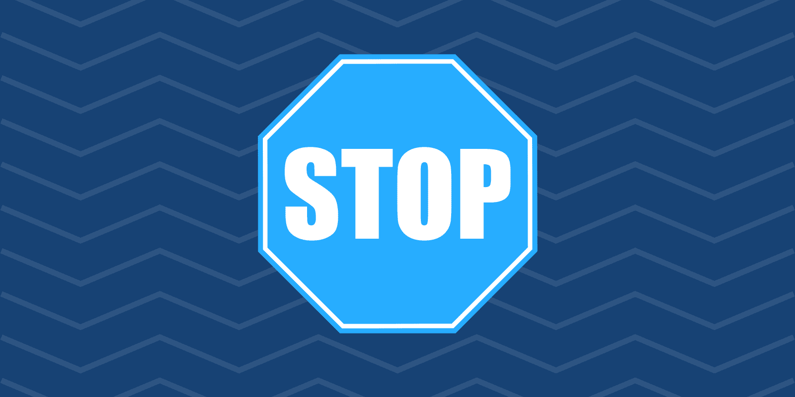 A blue stop sign illustration on a decorative background