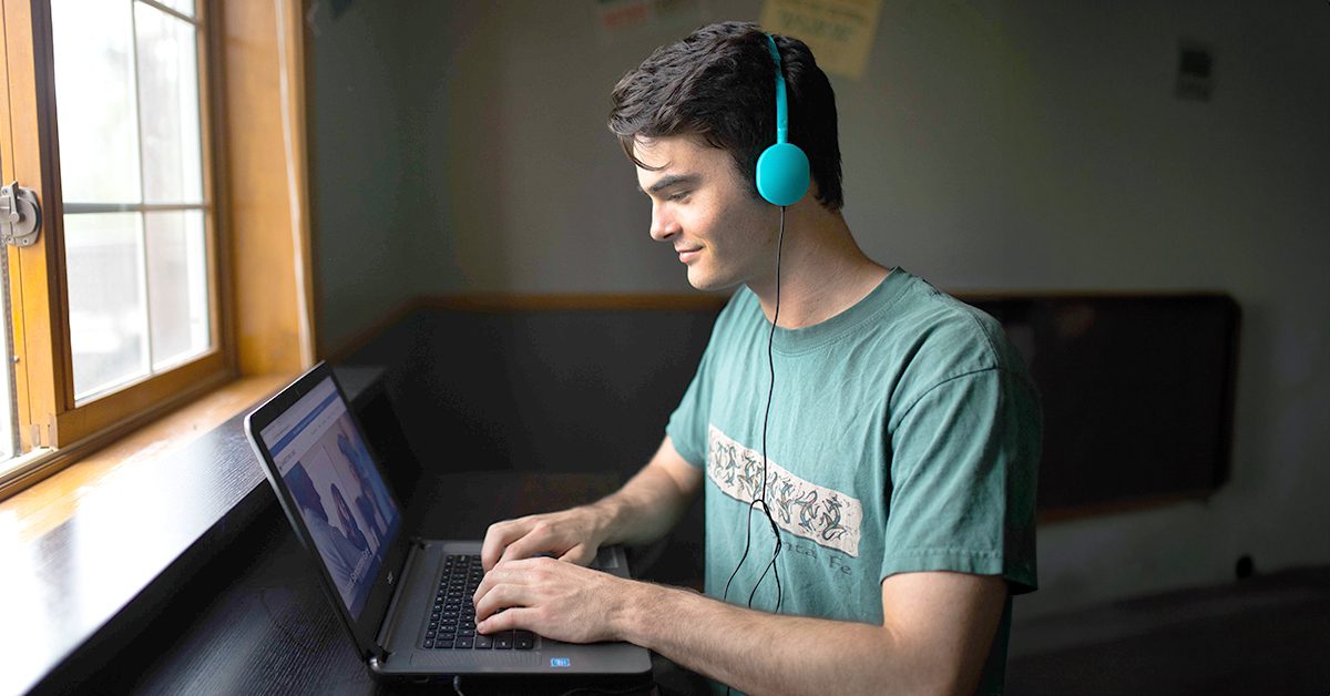 Teen with headphones
